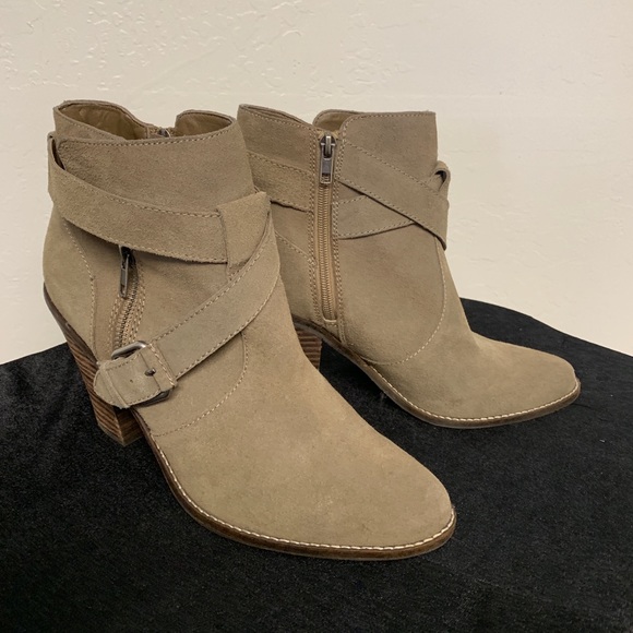 dolce vita stacked heel suede ankle booties